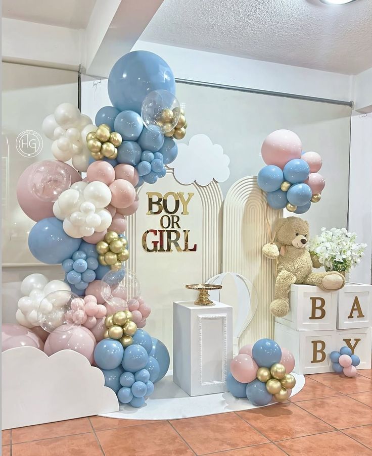 Pastel baby shower backdrop