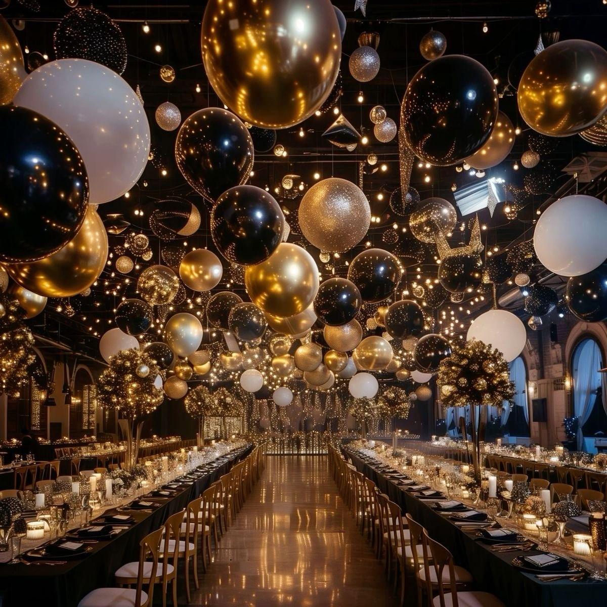 Elegant celebration setup with draped fabric and warm lighting